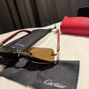 Cartier Gold Frame Sunglasses with Brown Lenses
